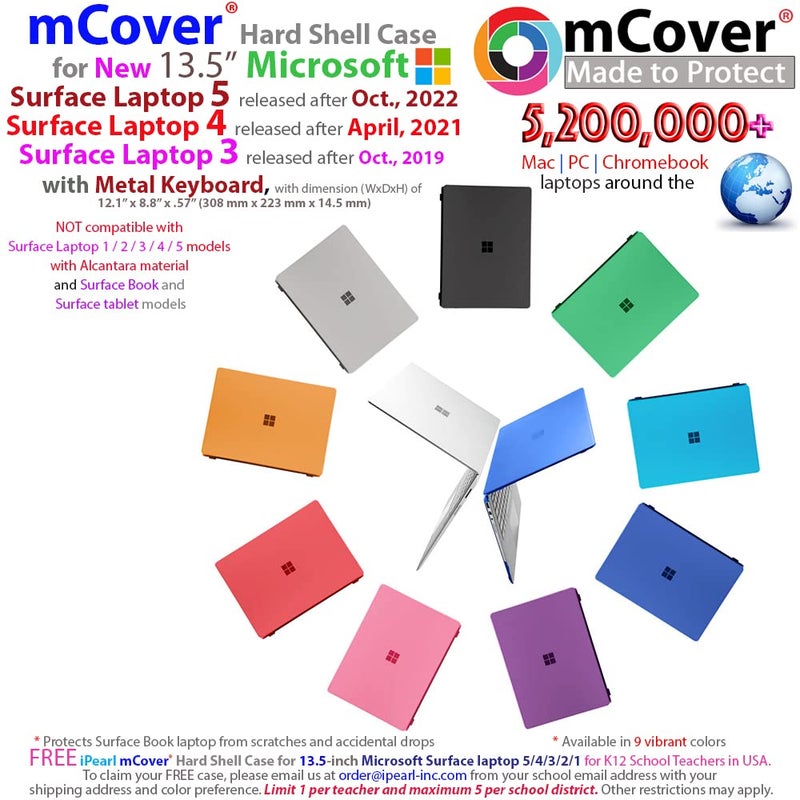 mCover Case for 13.5" Microsoft Surface Laptop 5/4/3 - Metal Keyboard ONLY (NOT Fitting with Cheaper Models with Alcantara Keyboard) - Pink - Image 2